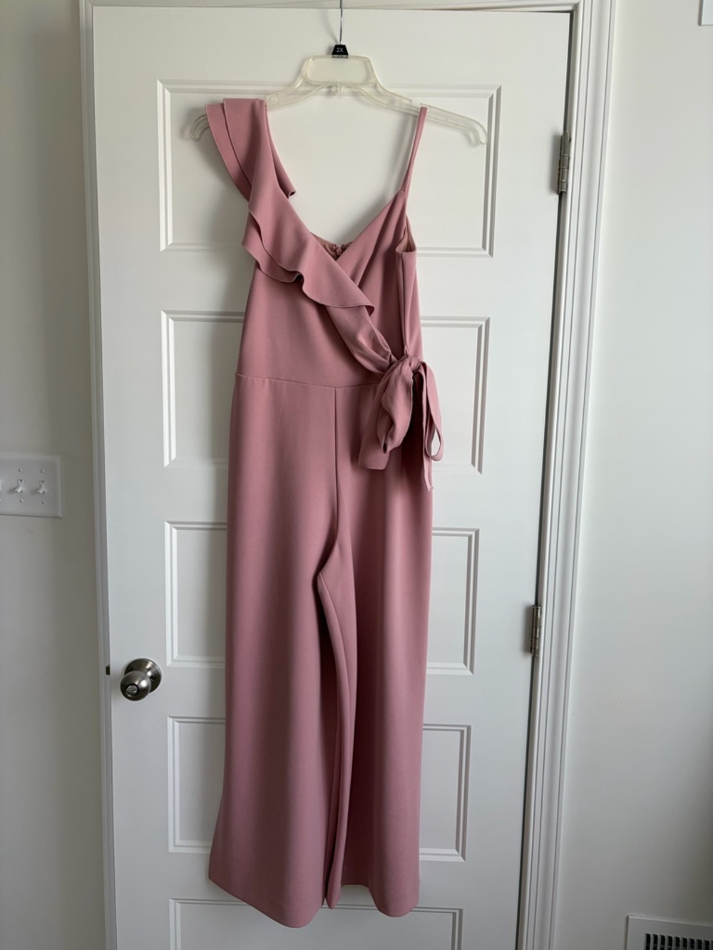 Macy's Dusty Rose Ruffle Wrap Jumpsuit